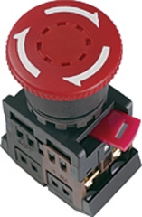 Кнопка AE-22 "Грибок" с фиксацией красный d22мм 230В 1з+1р TDM - фото 8752