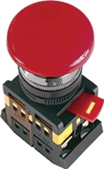 Кнопка AELA-22 "Грибок" красный d22мм неон/230В 1з+1р TDM - фото 8756