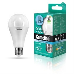 Лампа LED шар 11Вт Е27 (Аналог 80Вт) Camelion Холодный свет - фото 9652