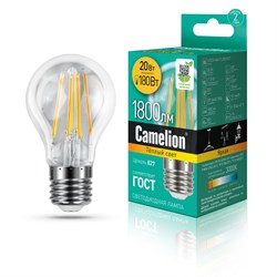 Лампа LED шар 20Вт Е27 (аналог 180Вт) Camelion Теплый свет - фото 9657