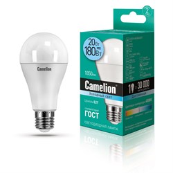 Лампа LED шар 20Вт Е27 (Аналог 180Вт) Camelion Холодный свет - фото 9660