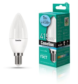Лампа LED свеча 5Вт Е14 (Аналог 45Вт) Camelion Холодный свет - фото 9662