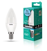 Лампа LED свеча 5Вт Е14 (Аналог 45Вт) Camelion Холодный свет